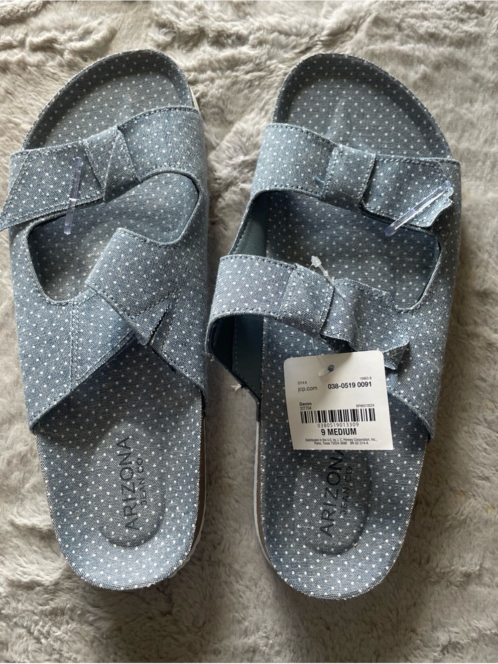 Arizona Jean Company Light Blue Polka Dot Slide Sandals